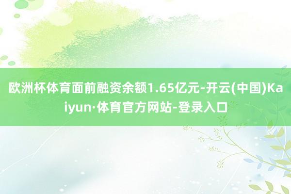 欧洲杯体育面前融资余额1.65亿元-开云(中国)Kaiyun·体育官方网站-登录入口