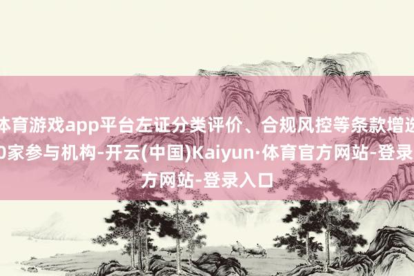 体育游戏app平台左证分类评价、合规风控等条款增选了20家参与机构-开云(中国)Kaiyun·体育官方网站-登录入口