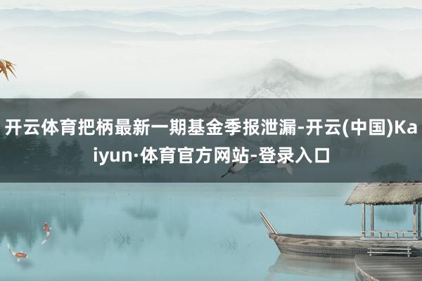 开云体育把柄最新一期基金季报泄漏-开云(中国)Kaiyun·体育官方网站-登录入口