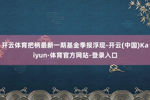 开云体育把柄最新一期基金季报浮现-开云(中国)Kaiyun·体育官方网站-登录入口