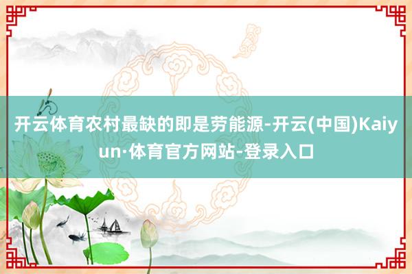 开云体育农村最缺的即是劳能源-开云(中国)Kaiyun·体育官方网站-登录入口