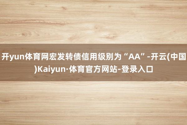 开yun体育网宏发转债信用级别为“AA”-开云(中国)Kaiyun·体育官方网站-登录入口