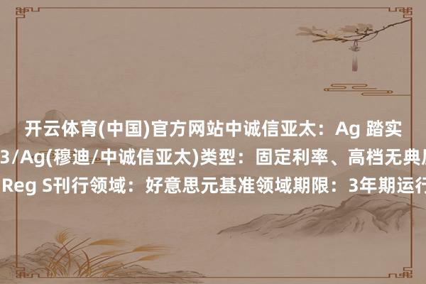 开云体育(中国)官方网站中诚信亚太:Ag 踏实预期刊行评级:Baa3/Ag(穆迪/中诚信亚太)类型:固定利率、高档无典质债券刊行轨则:Reg S刊行领域:好意思元基准领域期限:3年期运行指令价:5.30%区域资金用途:用于现存离岸债务再融资交割日:2025年1月15日其他条目:港交所上市;最小面额/增量为20万好意思元/1000好意思元;英法则联席世界互助东谈主、联席牵头承办东谈主及联席账簿贬责东谈主:渣打银行(B&D)、中国银行、财通海外、中信银行海外、中金公司联席牵头承办东谈主及联席账簿贬责东谈主:交银海外、光银海外、中国星河海外、兴证海外、民生银行香港分行、中信建投海外、中信证券、民银本钱、信银本钱、广发证券、国泰君安海外、海通海外、中原银行香港分行、兴业银行香港分行、华裔银行、浦发银行香港分行、浦银海外-开云(中国)Kaiyun·体育官方网站-登录入口